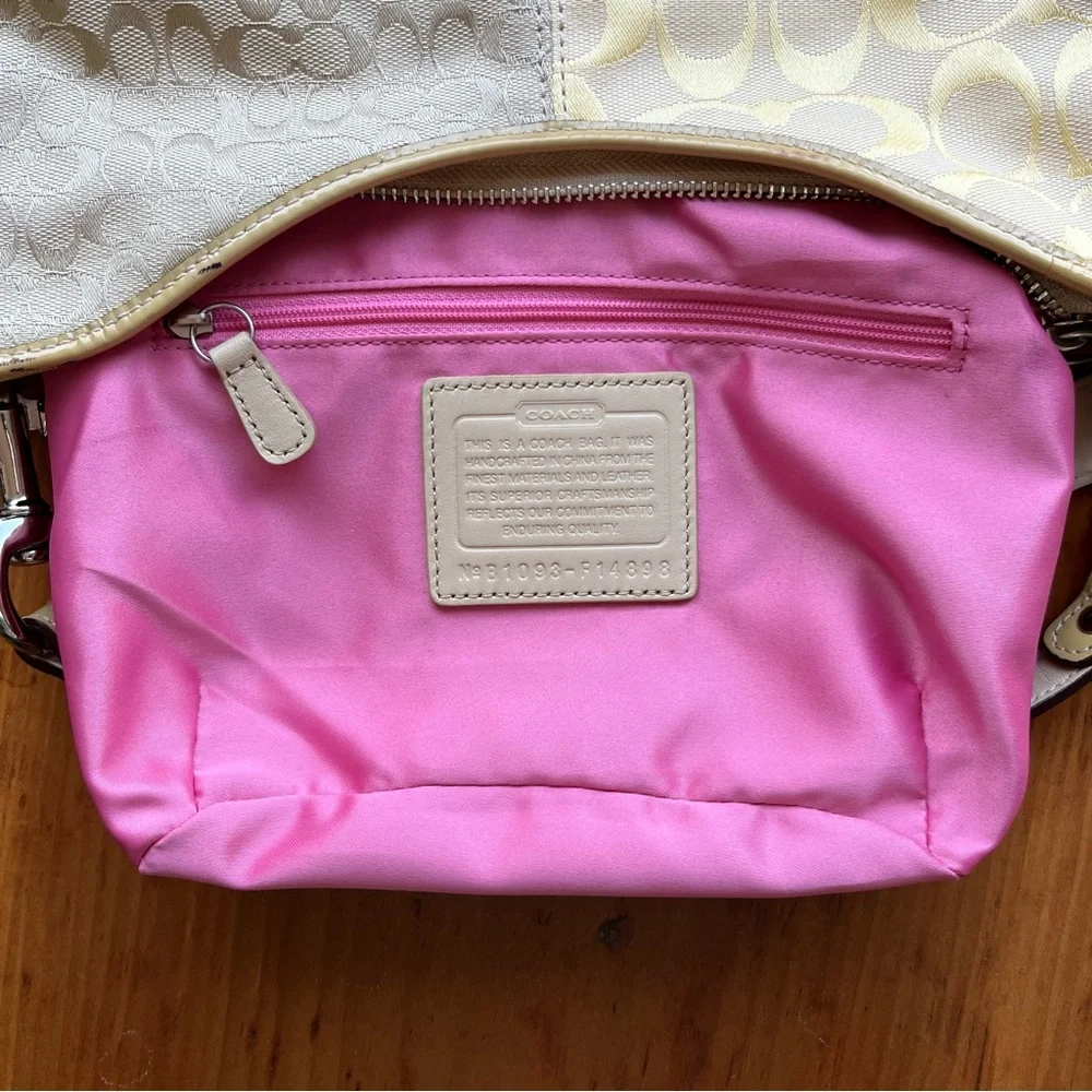 Coach Pastel Patchwork Shoulder Bag in Yellow, Pink, Mint & Light Brown/Cream - Picture 8 of 16